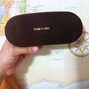 TOM FORD brown suede aviator sunglass case